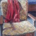 Sessel mit rotem Pullover 80x60cm